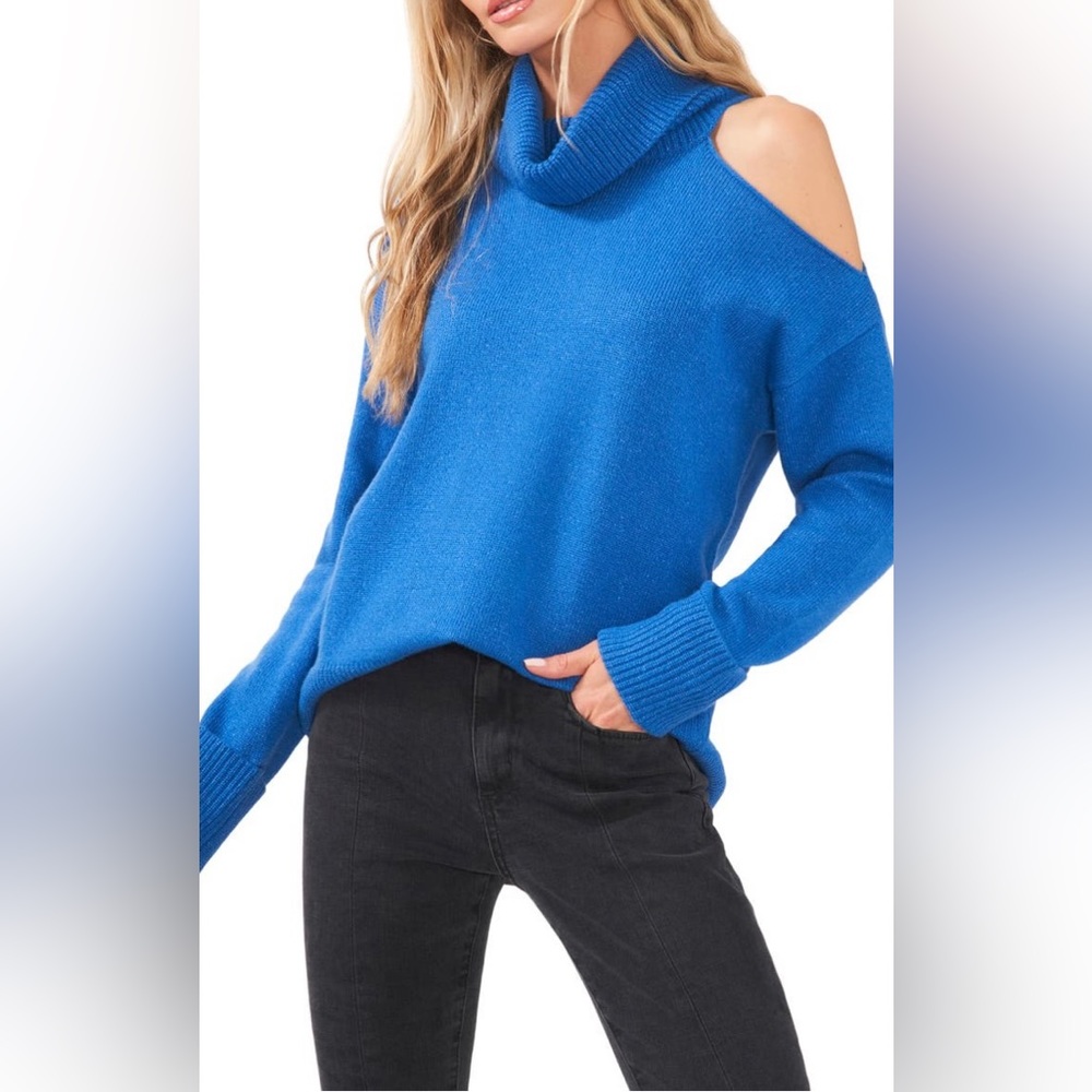 1.State Blue Off the Shoulder Turtleneck. Size M.